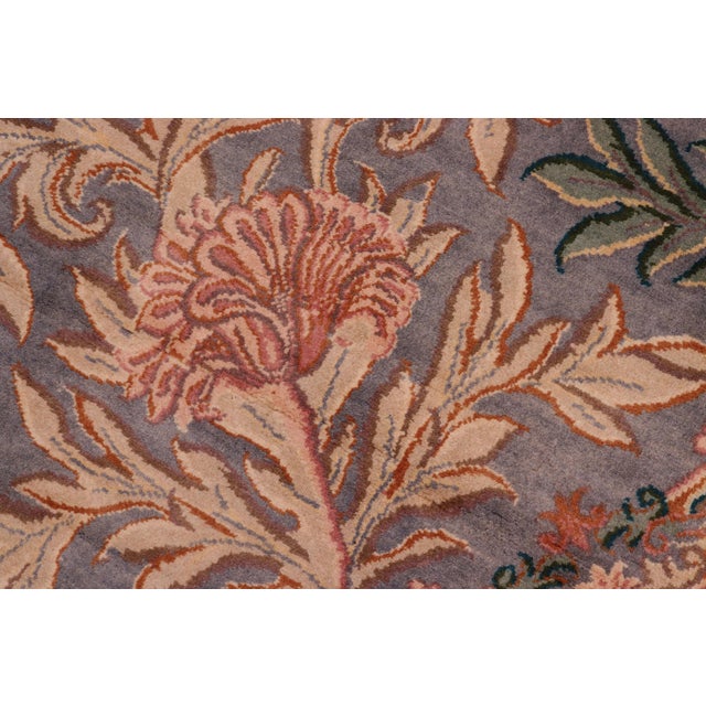 Shabby Chic Art Nouveau 1990's Floral Pak-Persian Gray/Pink Wool Round Rug - 8'1'' X 8'3'' For Sale - Image 3 of 8