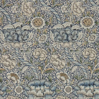 Morris & Co Wandle Wallpaper in Blue/Stone For Sale