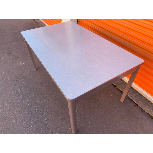 Vintage Mid Century Modern Metal Tanker Desk Table For Sale - Image 9 of 11