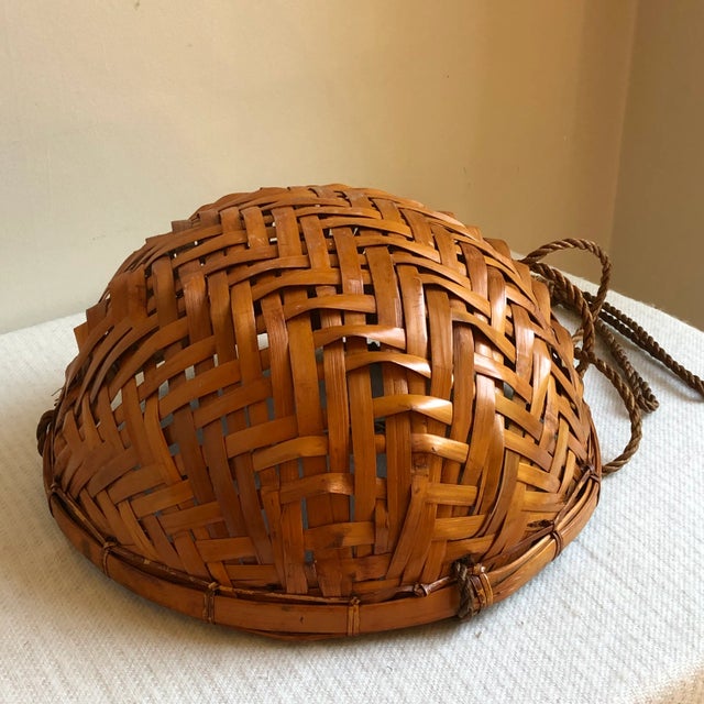 Mid-Century Modern 1970s Rattan Hanging Basket Planter For Sale - Image 3 of 13