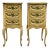This is a pair of Victorian cottage style marble top side tables or chests with barbola carved swags. The swags are shades...