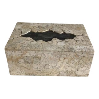 1980s Tessellated Stone Box With Black Tessellated Stone Inset For Sale
