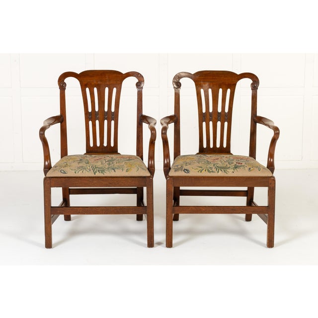 Large 18th Century English George III Mahogany Armchairs, Set of 2 For Sale - Image 11 of 11