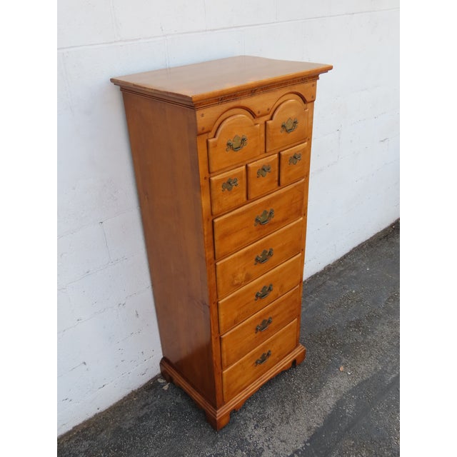 Pier Cabinet Solid Maple Distressed Tall Narrow Lingerie Jewelry Chest 6243 For Sale - Image 10 of 16