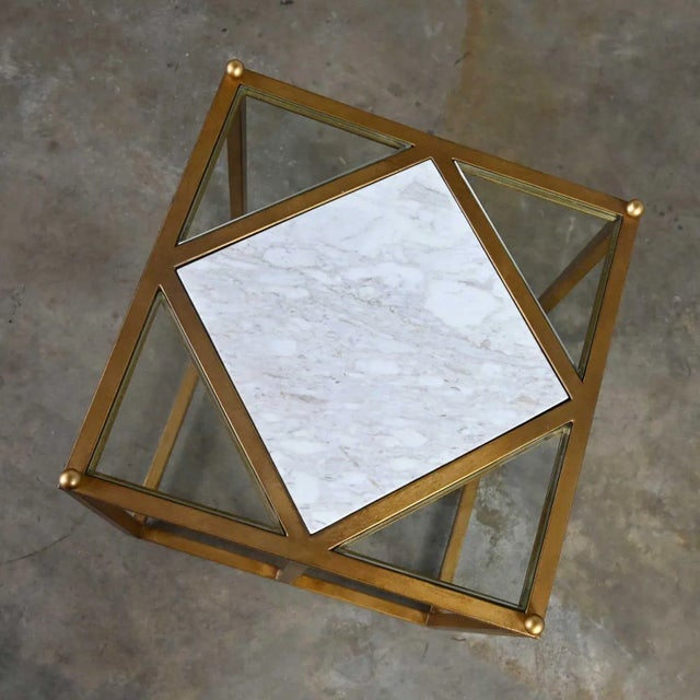 Metal Chelsea House Jamie Merida Collection Iron Antique Gold Leaf Harlequin Side Table For Sale - Image 7 of 18