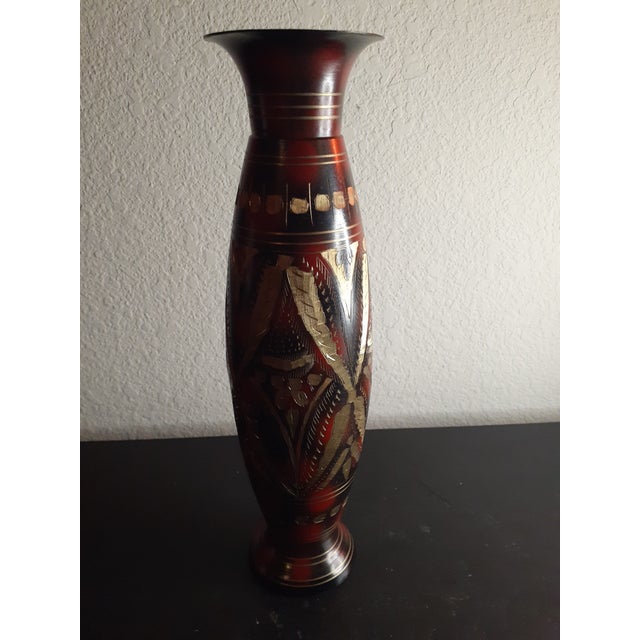 Antique 1890 Ottoman Champlave Mixed Metal Fluted Vase For Sale - Image 4 of 6