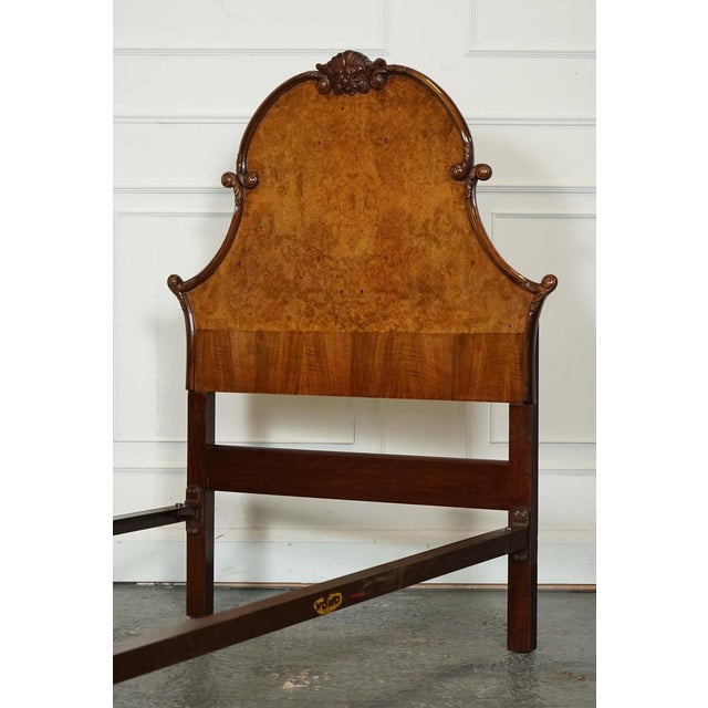 Art Deco English Burr Walnut Vono Bedstead Frame with Queen Anne Legs, 1930s For Sale - Image 4 of 18