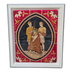 Embroidered Silk Panel of the Flagellation of Christ