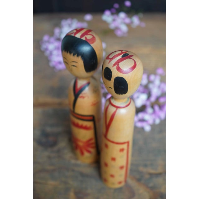 Traditional Kijiyama Kokeshi Dolls by Abe Heishiro, 1970s, Set of 2 For Sale - Image 4 of 9