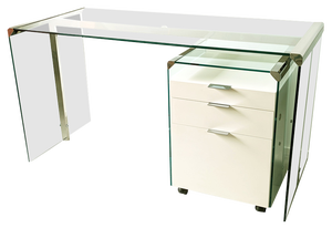 Glass, Painted Wood and Chrome-Plated Metal Desk by Gallotti e Radice, 1990s