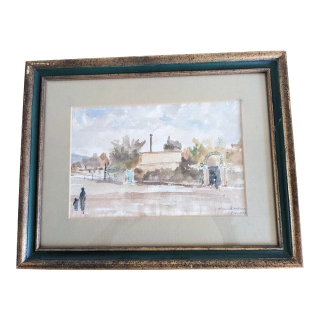 Vintage Rodolfo Marma Signed Original Framed Watercolor "Firenze" For Sale