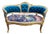 1980 French Louis XVI Blue Velvet Gilt Beech Settee For Sale