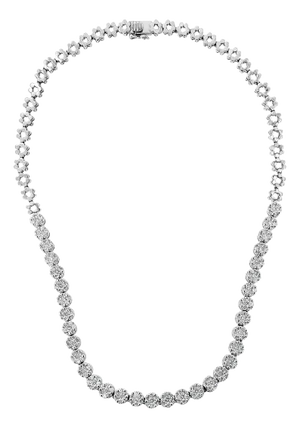IGI Certified 14K White Gold 8.0 Cttw Pave Set Round-Cut Diamond Cluster Graduating Riviera Statement Necklace (H-I Color, I1 Clarity)