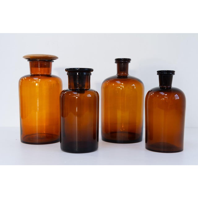 Industrial Danish Pharmacy Glass Bottles, 1890s, Set of 4 For Sale - Image 3 of 18