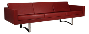 Model 57 Sofa in Black Leather and Steel attributed to Bodil Kjær, 1960s