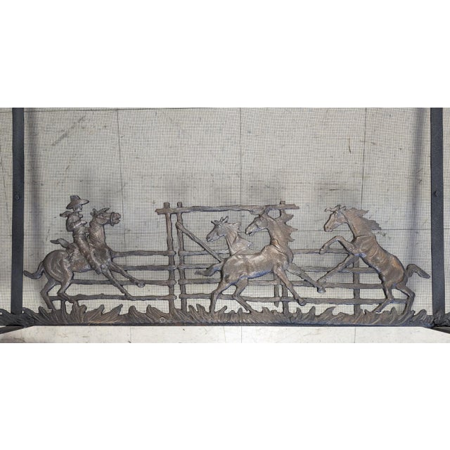 American John B. Mortensen Western Motif Fireplace Screen/Fireguard For Sale - Image 3 of 13