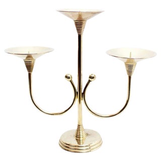 Art Deco Brass Candlestick For Sale
