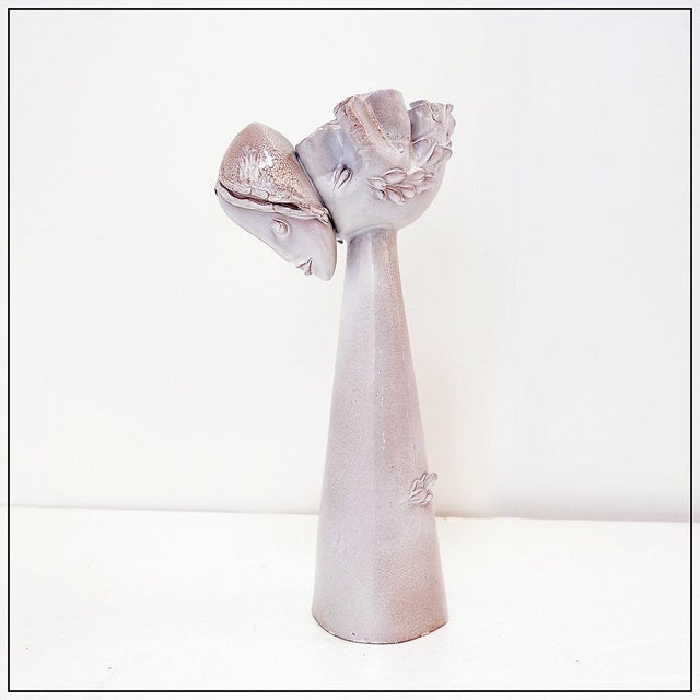 Sculpture Female Face Flower Vase in Ceramic For Sale - Image 16 of 18
