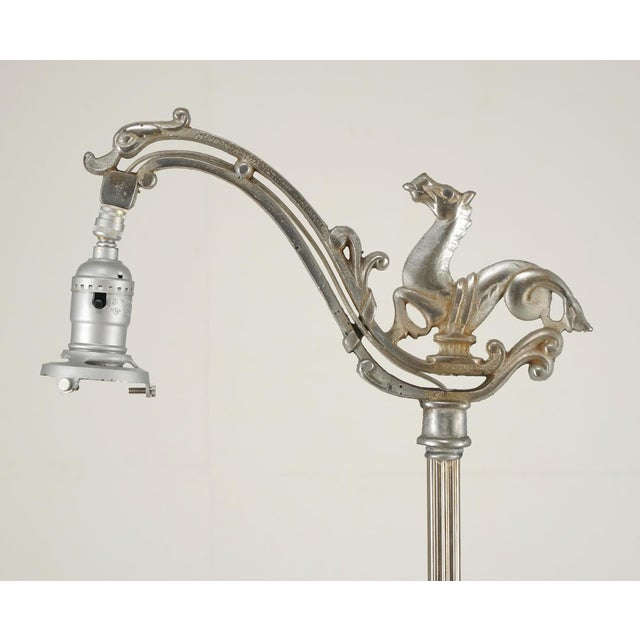 Traditional Vintage Mythic Hippocampus Celluloid Nickel Floor Lamp For Sale - Image 3 of 9