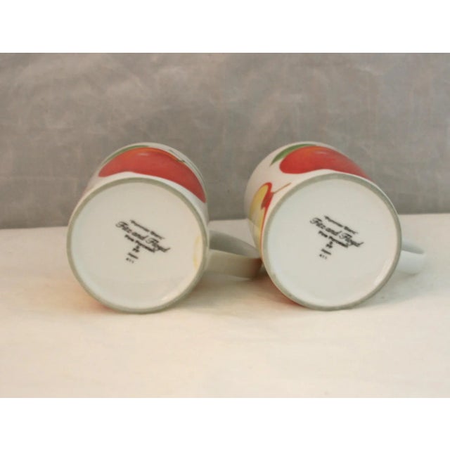 Vintage Fitz & Floyd Porcelain Pommier Blanc Mugs Red Apple Designs 411- Set of 2 For Sale In West Palm - Image 6 of 7