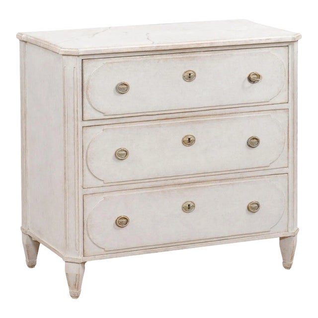 Swedish Gustavian Style 19th Century Three-Drawer Chest with Marbleized Top For Sale