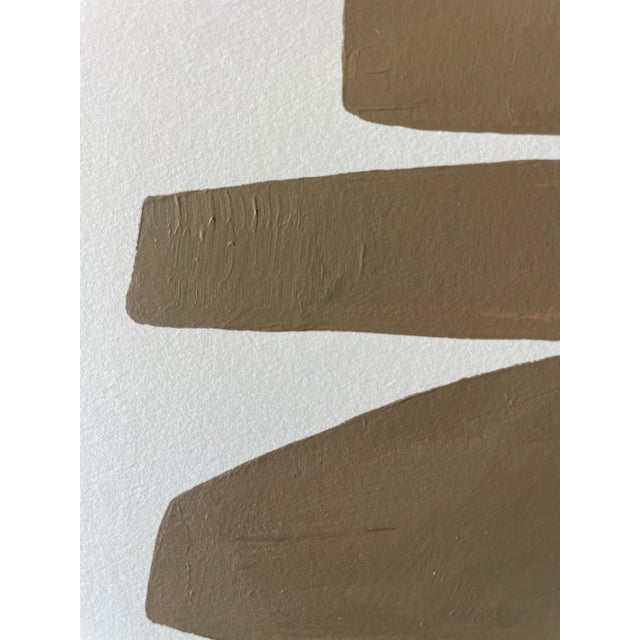 Abstract minimalist acrylic painting on French hand crafted cotton paper. Framed in a gold frame. All works on paper are...