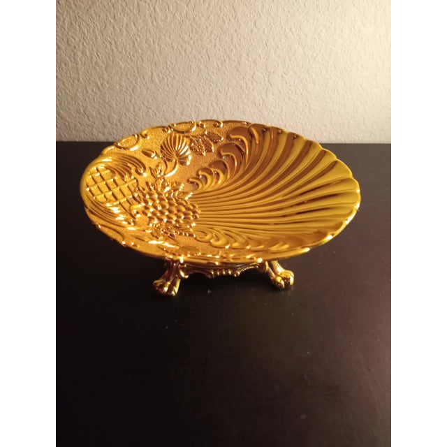 1970s Gold Plated Brass Pedestal Bowl For Sale In Dallas - Image 6 of 7