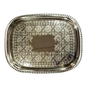 Engraved Moroccan Silver Tray