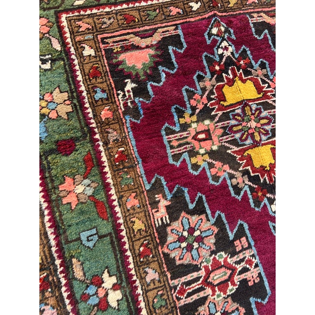 1970s Wine Persian Hamadan Hand-Knotted Wool Rug - 3'5" X 5'3" For Sale - Image 4 of 9