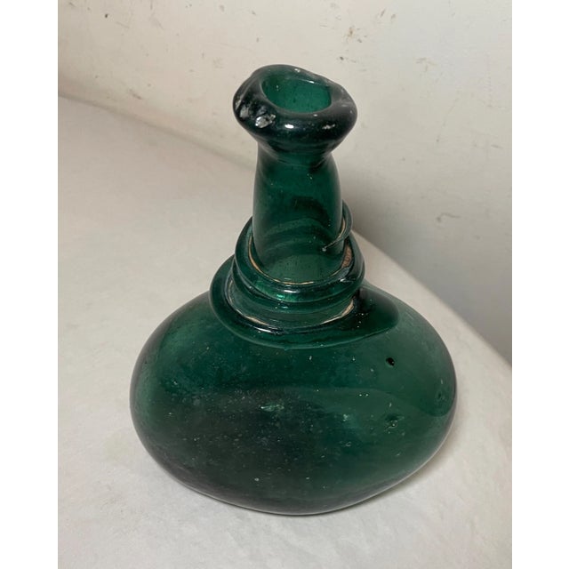 Antique 18th Century Hand Blown Middle Eastern Green Saddle Flask Bottle Jar For Sale - Image 13 of 13