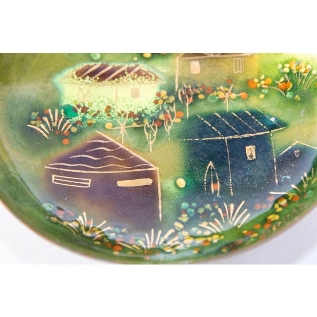 Sascha Brastoff Mid Century Signed Green Enamel Ashtray, Candy Dish1950's For Sale In Palm Springs - Image 6 of 13