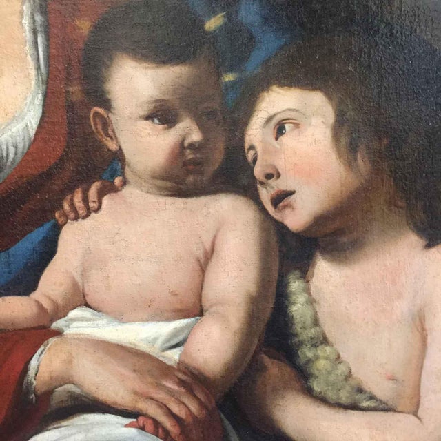 17th Century Madonna and Child with the Infant Saint John, 1600s, Oil on Canvas For Sale - Image 5 of 9