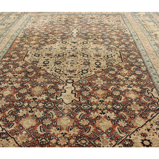 Late 19th Century Antique Persian Tabriz Haj Jalili Fine Rug in Earth Tones, Red Brown Background 3'11"x5'2" For Sale - Image 5 of 7