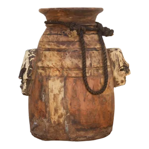 Oversize Wood Tribal Vintage Pot