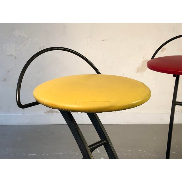 Post-Modern Bar Stools, France, 1980s, Set of 3 For Sale - Image 11 of 13