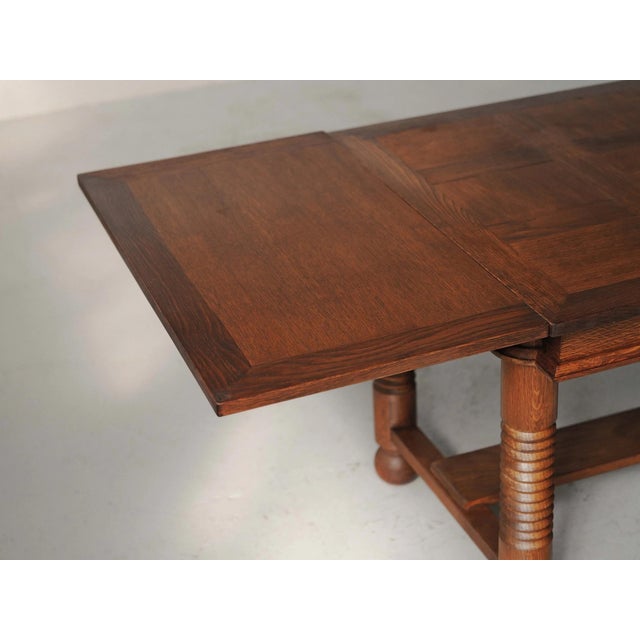 Vintage Extendable Oak Dining Table, France, 1940 For Sale - Image 17 of 18