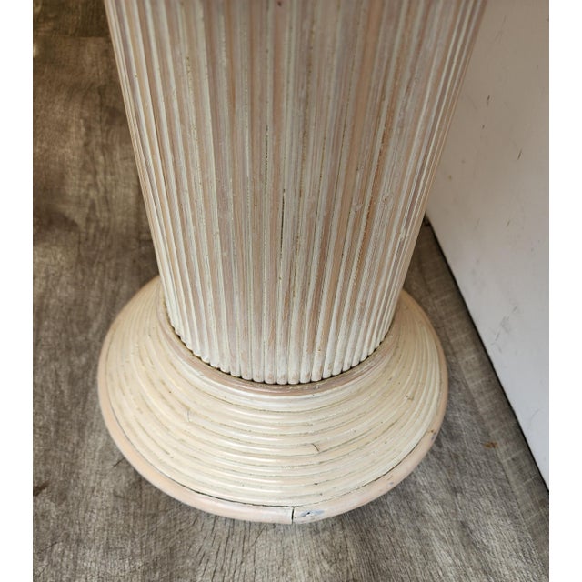 Vintage Split Reed Rattan Pedestal Column - Gabriella Crespi Style Plant Stand For Sale - Image 10 of 13