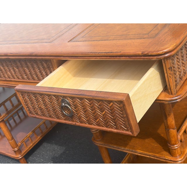 Vintage Faux Bamboo British Colonial Desk For Sale - Image 10 of 11