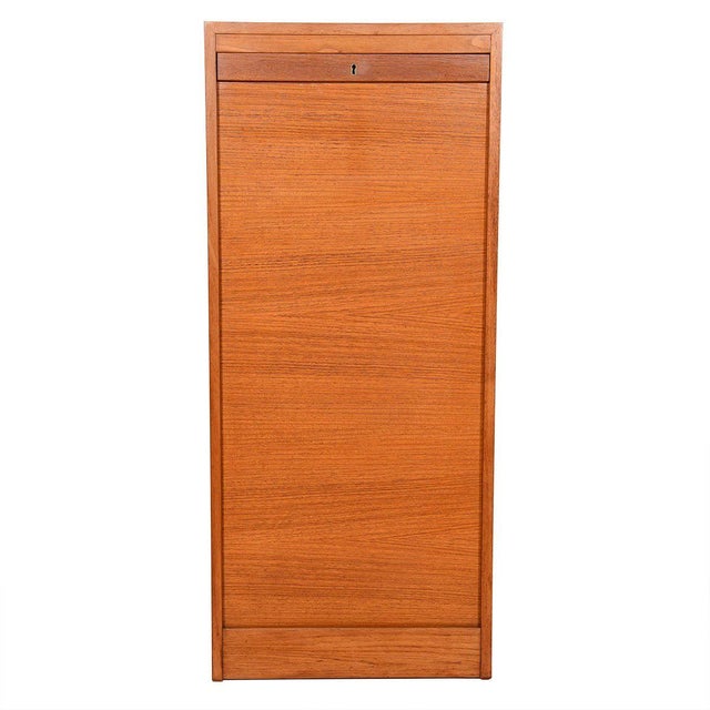 Danish Teak Locking Tambour Door Filing Chairish
