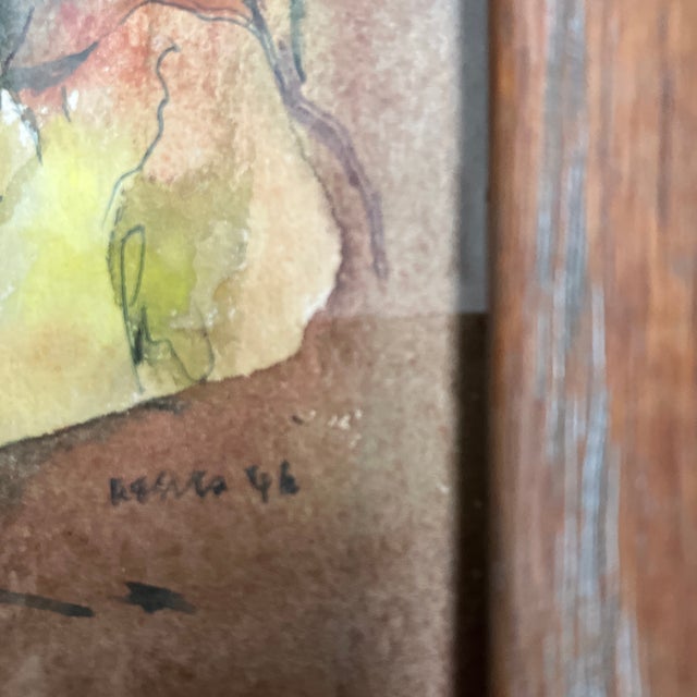 1940’s vintage abstract expressionism watercolor painting by Wesley Lea, whose art was featured in the downtown gallery in...