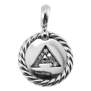 David Yurman Cable Collectibles 925 Silver Diamond “A” Initial Charm Pendant For Sale