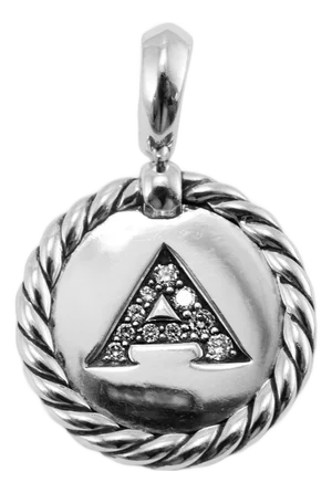 David Yurman Cable Collectibles 925 Silver Diamond “A” Initial Charm Pendant