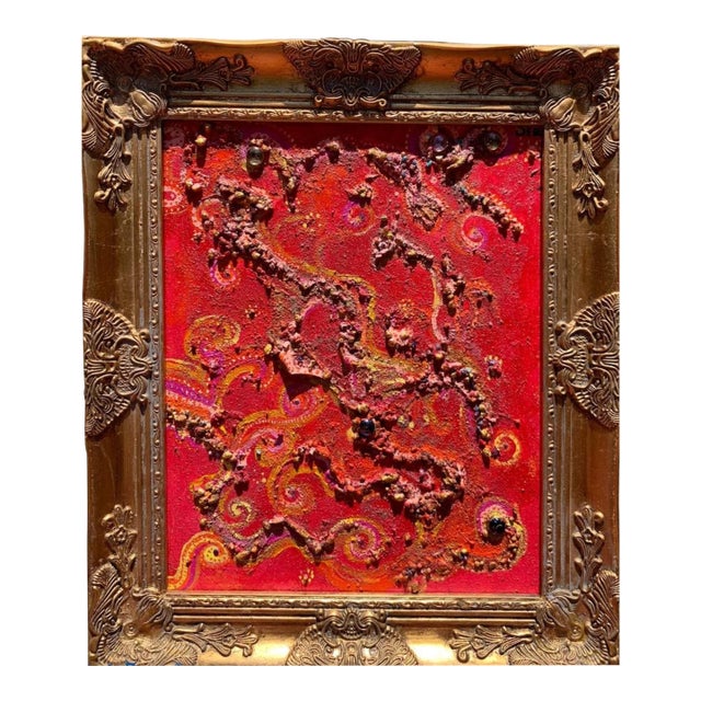 Textured Abstract Painting on Canvas by Serg Graff "Mysterious Patterns" Coa, Framed For Sale