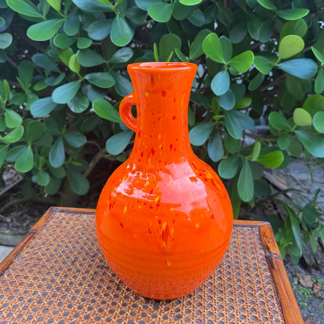 1980s Vintage Atomic Orange Art Pottery Vase by Cherokee Pottery, 1983 For Sale - Image 5 of 11