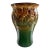 1940s Robinson Ransbottom (Rrp Co.) Majolica Art Pottery Vase | Embossed Floral Relief | Brown & Emerald Green Drip Glaze For Sale