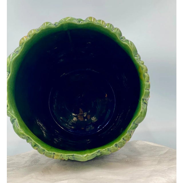 Italian Art Nouveau Large Majolica Umbrella Stand or Floor Vase 22" Tall- Early 20th Century For Sale - Image 9 of 12