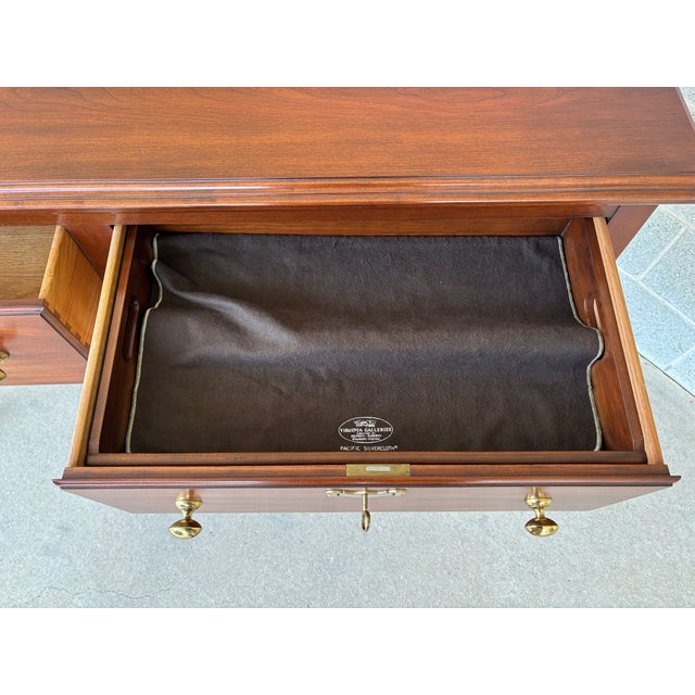 Wood Henkel Harris Cherry Georgian Style 2 Drawer Huntboard For Sale - Image 7 of 14