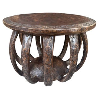 Wabi Sabi African Round Side Table For Sale