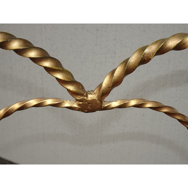 Italian Hollywood Regency Gold Metal Heart Shaped Chair W Bell Shaped Feet For Sale - Image 9 of 12