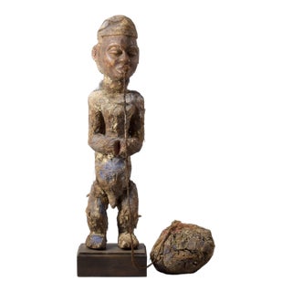 Early 20th Century Igbo Standing Fetish Figure with Attached Ball Nigeria For Sale